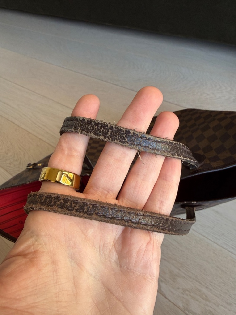 Louis Vuitton Neverfull GM Tote Damier Ebene Canvas Preowned Authentic Bag Purse - Picture 10 of 17